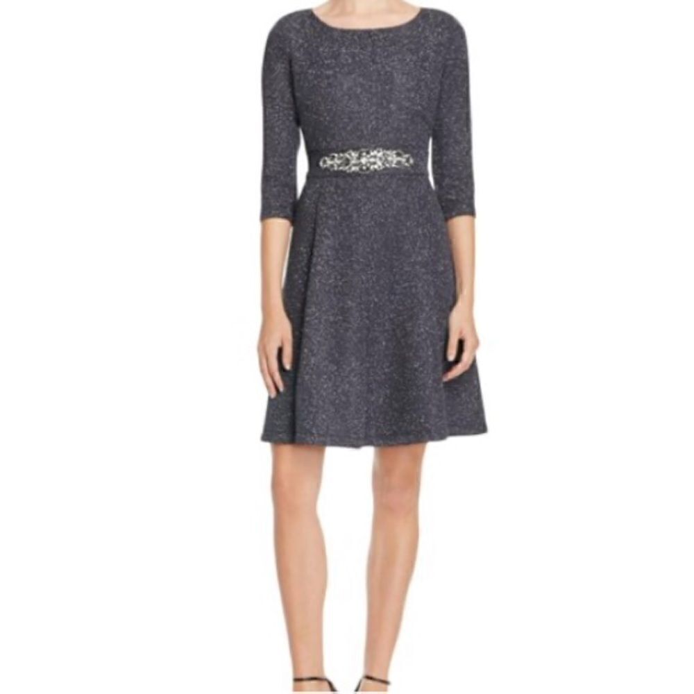 Eliza J. Dress Women’s Size 8 Jeweled Belt Sparkle Sleeved Dress